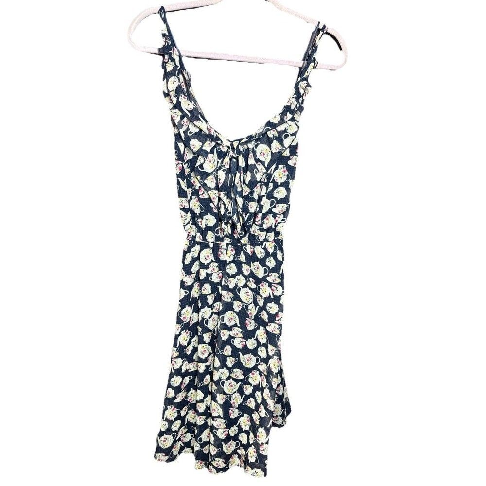 Disney Alice in Wonderland Teapot Dress LC Lauren Conrad Small S Navy Fit Flare - Picture 5 of 11